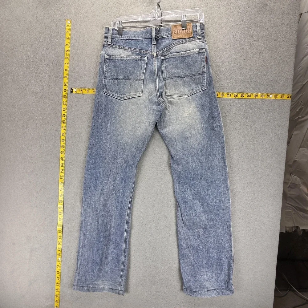 Edwin Jeans Mens 30x33 Blue Selvedge 505XX Regular Straight Light Wash Zip Fly